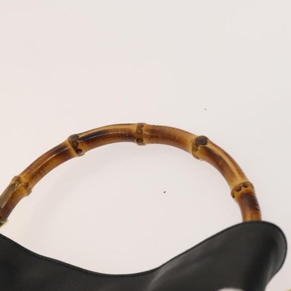 GUCCI Bamboo Hand Bag Leather Black Gold 001 001 - Picture 8 of 16
